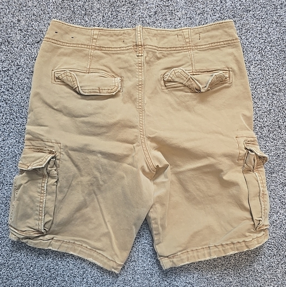 Hollister Men's Khaki Cargo Shorts Tan Utility Pockets Button Fly Y2K Size 30 - Picture 6 of 10